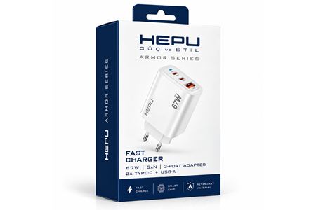 HEPU HP-AC07 67W GaN PD Şarj Adaptörü – Hızlı Şarj