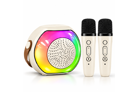 HEPU HP-MS03 5W Kablosuz Karaoke Hoparlör – 2 Mikrofonlu, RGB Işıklı