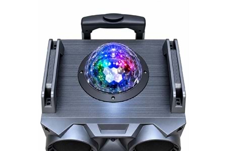 HEPU HP-996 Tekerlekli Party Hoparlör – 2 x 10” Woofer, 40W Güç, RGB Işık, 2 Kablosuz Mikrofon + Kumanda