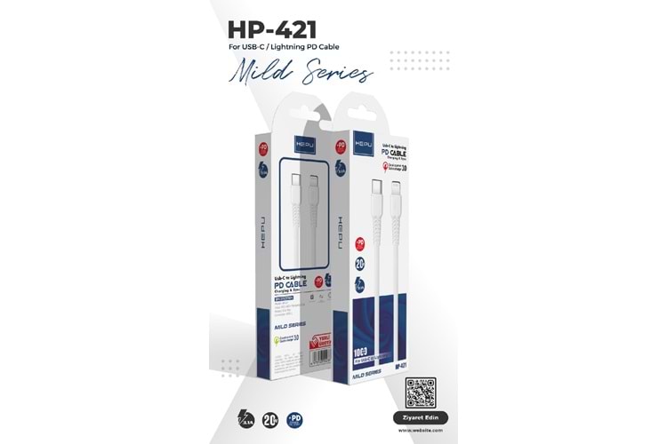 HEPU Type-C to Lightning HP-421 MILD USB Kablo – iPhone Uyumlu PD Destekli Hızlı Şarj (1 Metre)