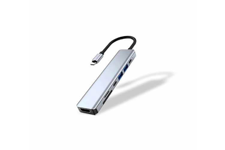 HEPU HP-B06 6-in-1 Type-C USB-C HUB – HDMI + 2x USB 3.0 + SD/TF Kart Okuyucu + Type-C PD Girişli