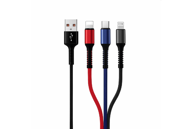 HEPU HP-11 3-in-1 Şarj Kablosu – Type-C + Lightning + Micro USB Uyumlu (1.2 Metre)