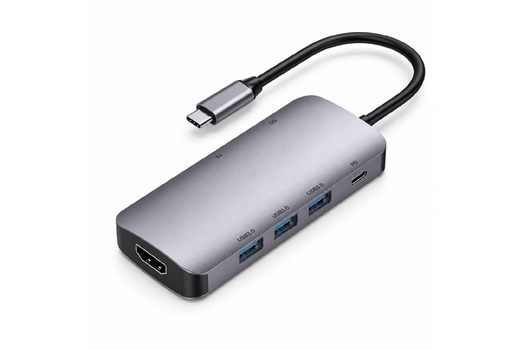 HEPU HP-B17 7-in-1 Type-C USB-C HUB – HDMI + 3x USB 3.0 + SD/TF Kart Okuyucu + Type-C PD Girişli Adaptör