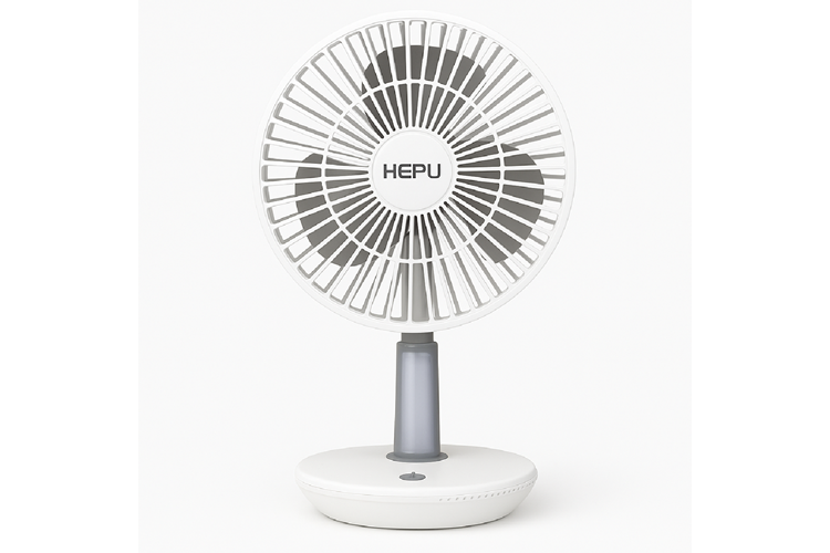 HEPU HP-F880 Masaüstü Işıklı Kablosuz Fan – 4000mAh (2x2000mAh) Batarya, LED Gece Lambası Özellikli, 3 Kademeli Rüzgar Hızı, Sessiz ve Güçlü Serinlik