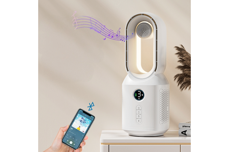 HEPU HP-F29 Sessiz Pervanesiz 360° Döner USB Şarjlı Masaüstü Fan – Bluetooth Hoparlörlü, Gece Lambalı, 3'ü 1 Arada Akıllı Tasarım