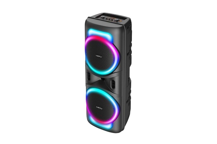 HEPU HP-118 Partybox Bluetooth Hoparlör – 2×8” Hoparlör, 15W Güç, RGB Işık, TWS Destekli