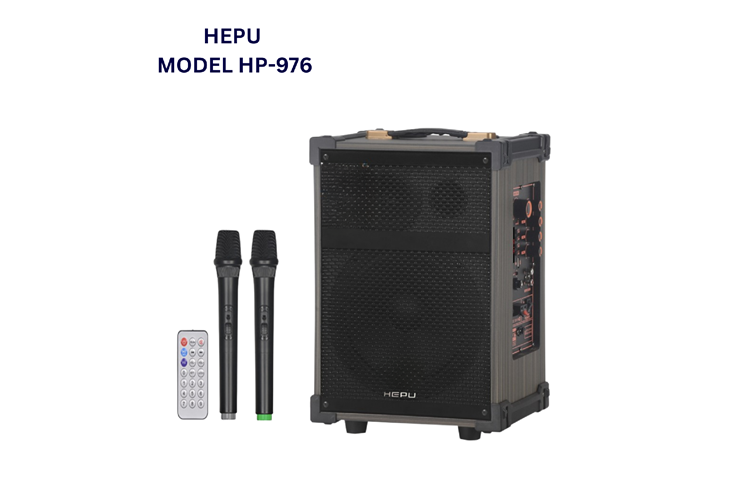 HEPU HP-976 Paartybox Bluetooth Hoparlör – 8” Woofer, 40W Güç, 2 Kablosuz Mikrofon + Kumanda, TWS Destekli
