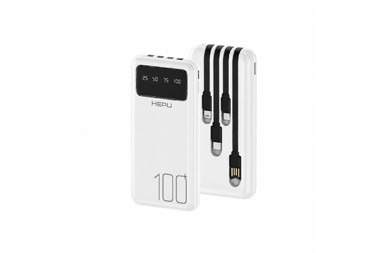 HEPU HP-TP04 Titan Series Powerbank – 10.000 mAh, 4 Entegre Kablolu, Dijital Göstergeli, Hızlı Şarj Destekli