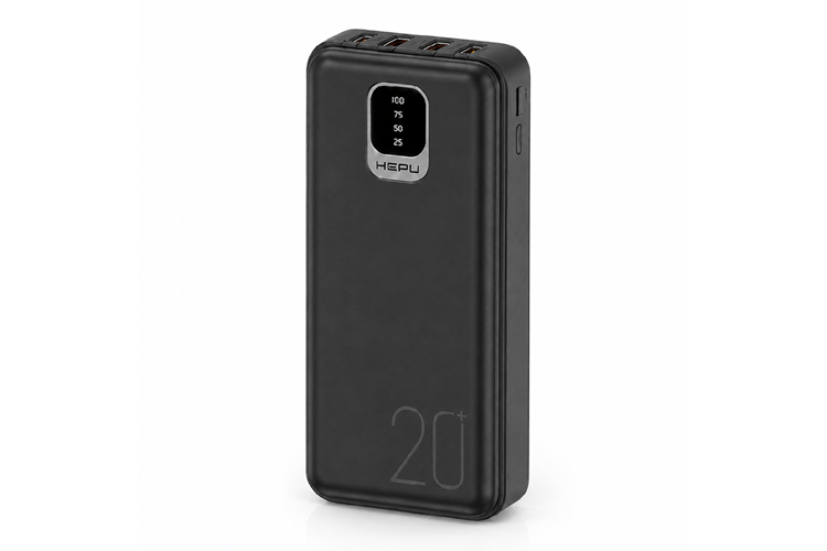 HEPU HP-TP02S Titan Series Powerbank – 20.000 mAh, 4 Entegre Kablolu, Dijital Göstergeli, Hızlı Şarj Destekli, Siyah