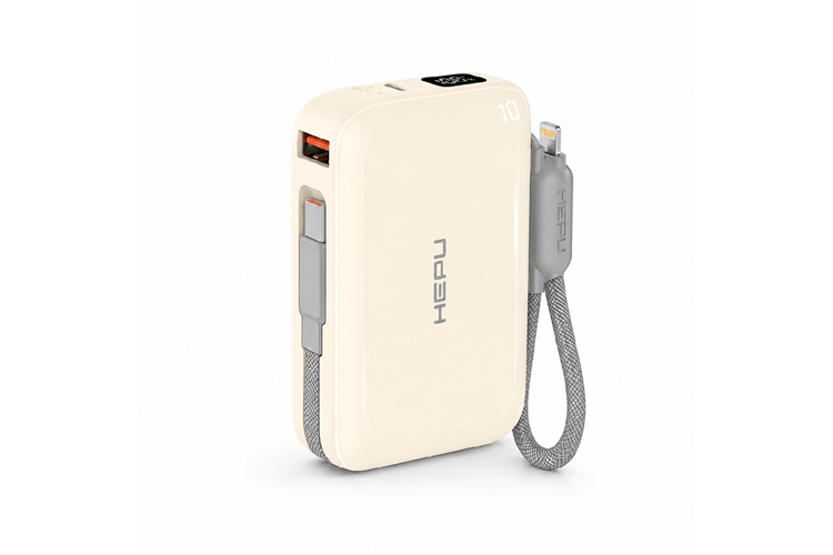 HEPU HP-AP04Y Armor Powerbank – 20.000 mAh, Type-C, Lightning ve USB-A Çıkışlı, Hızlı Şarj Destekli, Krem
