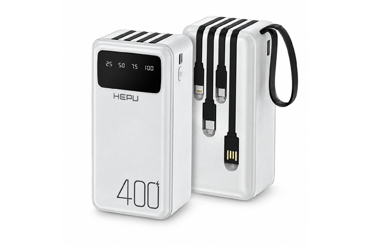 HEPU HP-TP07 Titan Series Powerbank – 40.000 mAh, 4 Entegre Kablolu, Dijital Göstergeli