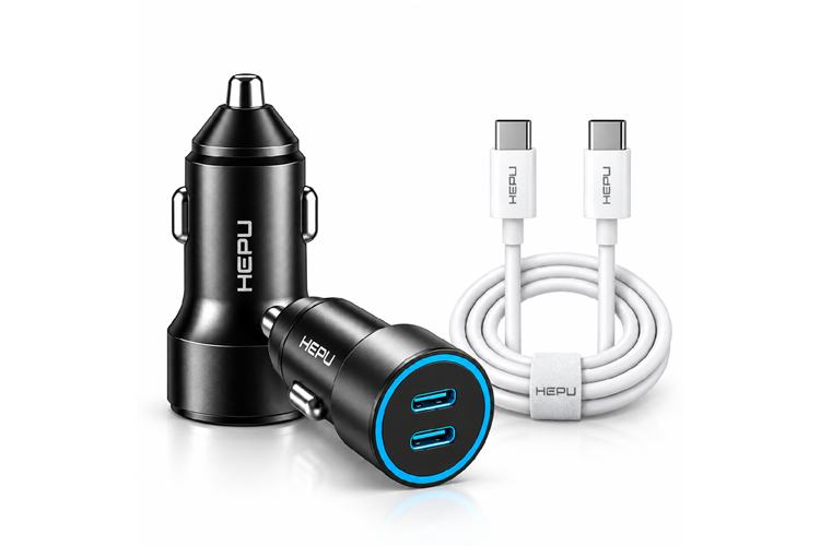 HEPU HP-AD04 60W Araç Şarj Cihazı – 2 Port, Hızlı Şarj, Type-C to Type-C Kablo Dahil
