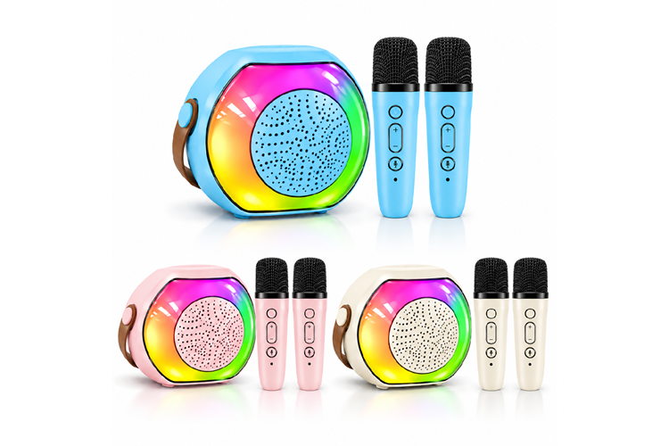 HEPU HP-MS03 5W Kablosuz Karaoke Hoparlör – 2 Mikrofonlu, RGB Işıklı