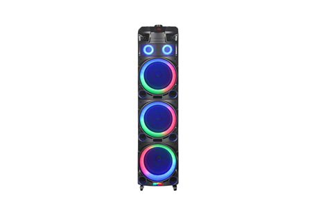 HEPU HP-912 Büyük Boy 150W RMS 3x12” PartyBox Bluetooth Hoparlör | RGB Işıklı | 2 Kablosuz Mikrofon