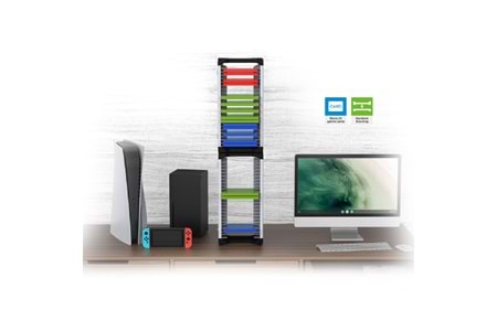 HEPU TY-2847 Oyun Aksesuarları Saklama Standı – 36 Disk Kapasiteli + Gamepad & Kulaklık Askılı