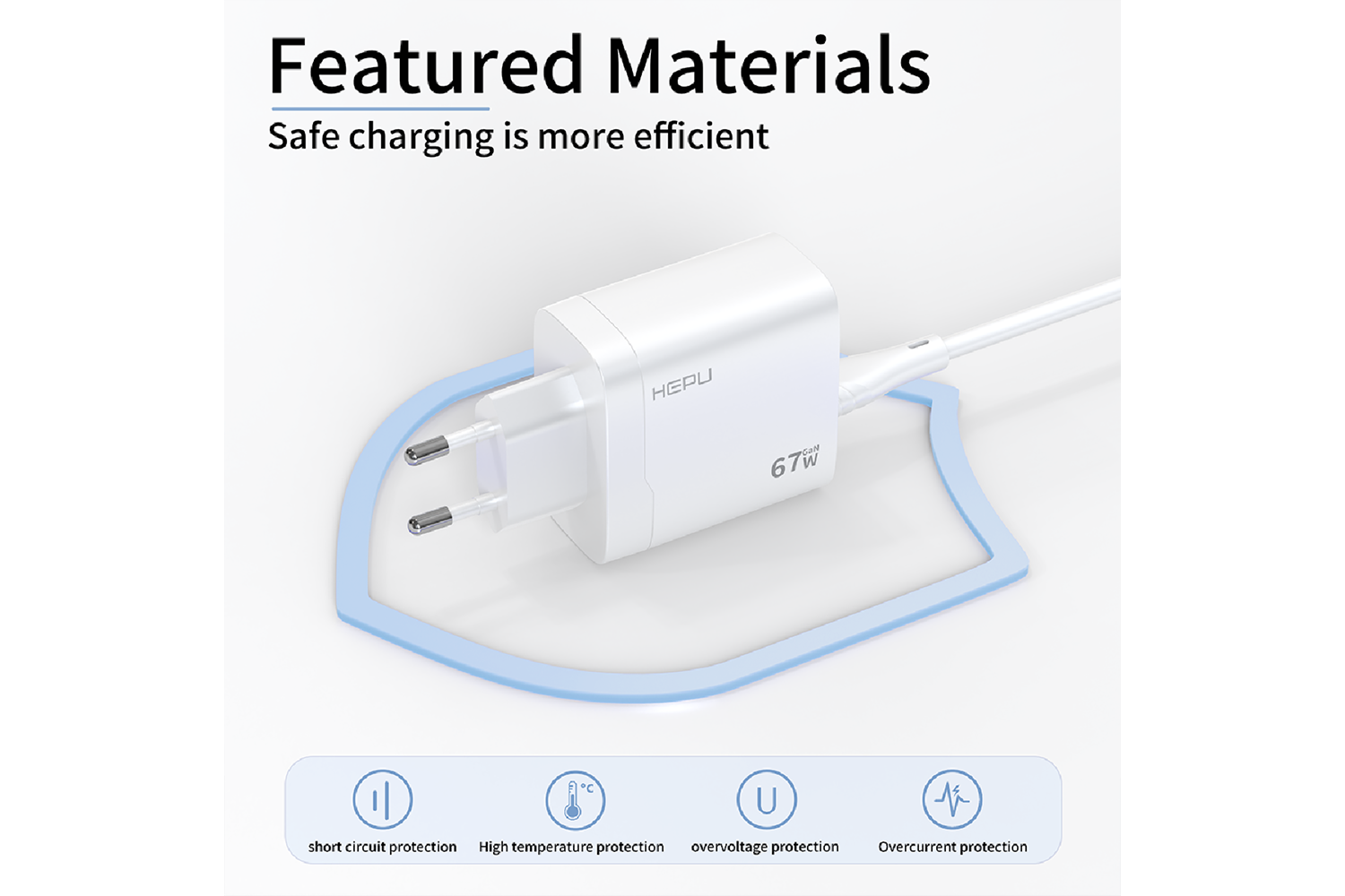  HEPU HP-C32 67W USB-C GaN Güç Adaptörü –Type-C Kablo Dahildir
