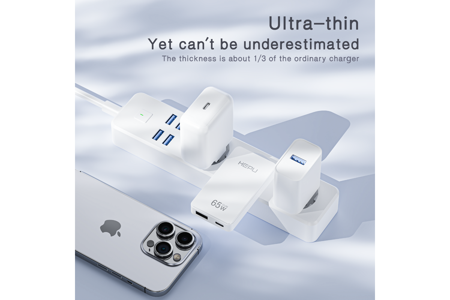 HEPU HP-C36 65W USB-C GaN Güç Adaptörü – Ultra İnce Tasarım, Hızlı Şarj Konforu (Type-C Kablo Dahildir)