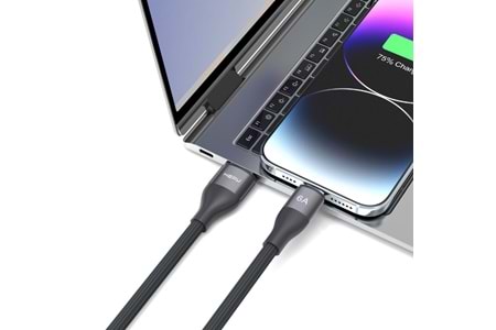 HEPU HP-503 Type-C to Type-C Kablo – 6A Hızlı Şarj, Örgülü Dayanıklı Tasarım (1 Metre)