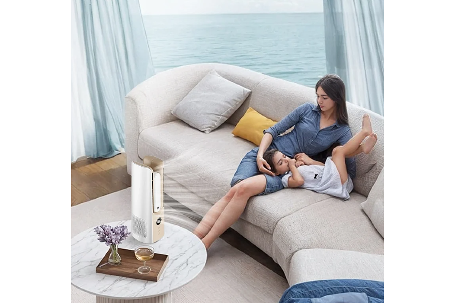 HEPU HP-F28 Sessiz Pervanesiz USB Şarjlı Buharlı Masaüstü Fan – Dahili Su Hazneli, Dijital Ekranlı, Modern