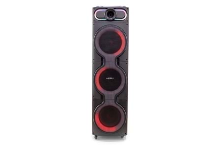 HEPU HP-918 Partybox Bluetooth Hoparlör – 10” Woofer x3, 80W Güç, RGB Işık Efektleri, 2 Kablosuz Mikrofon + Kumanda