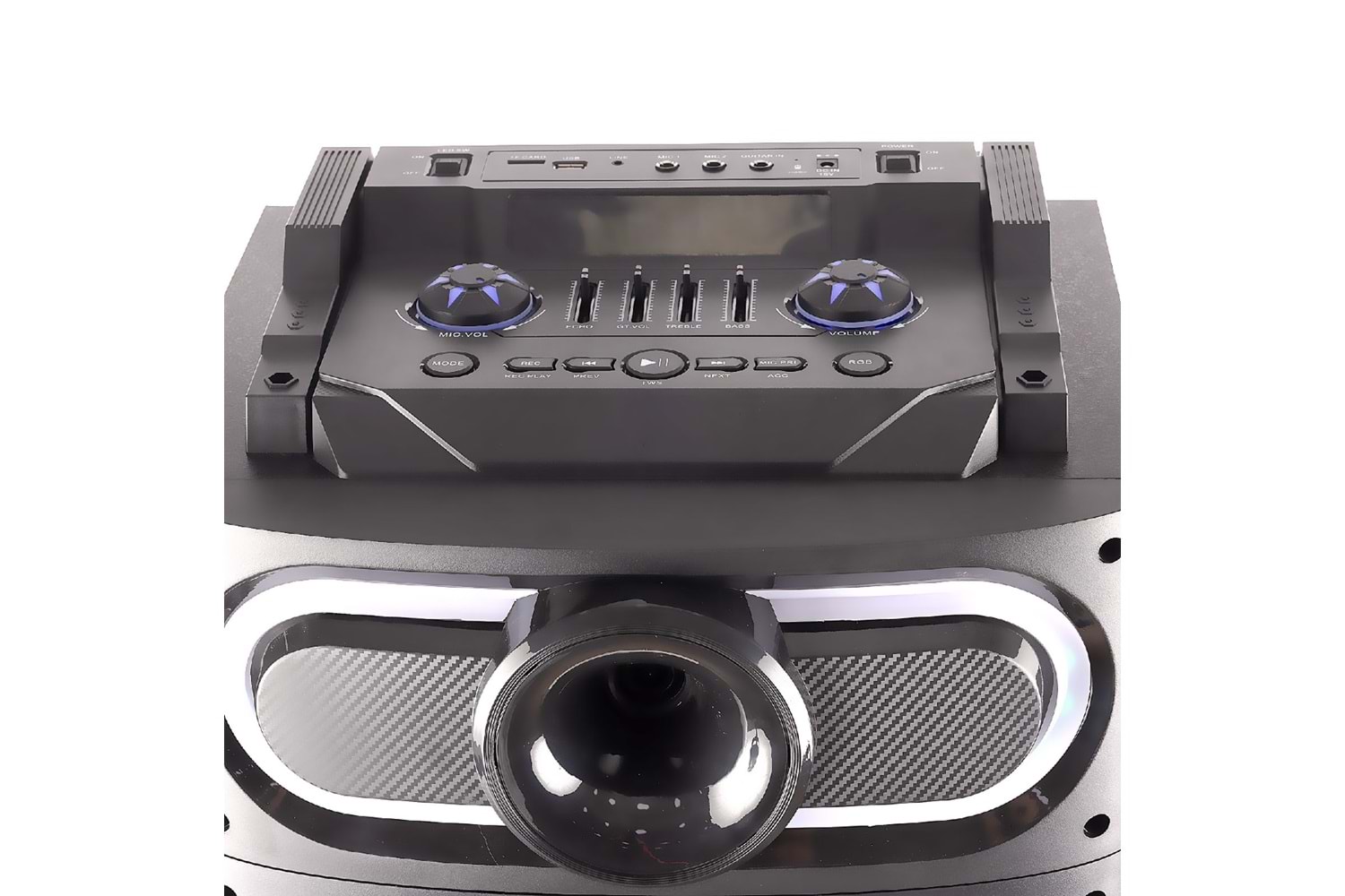 HEPU HP-918 Partybox Bluetooth Hoparlör – 10” Woofer x3, 80W Güç, RGB Işık Efektleri, 2 Kablosuz Mikrofon + Kumanda