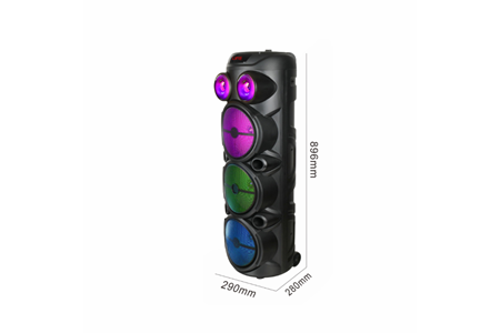 HEPU HP-974 Partybox Hoparlör – 20W Güç, 3 x 8” Woofer, RGB Işık Efektleri, Kablosuz Mikrofonlu
