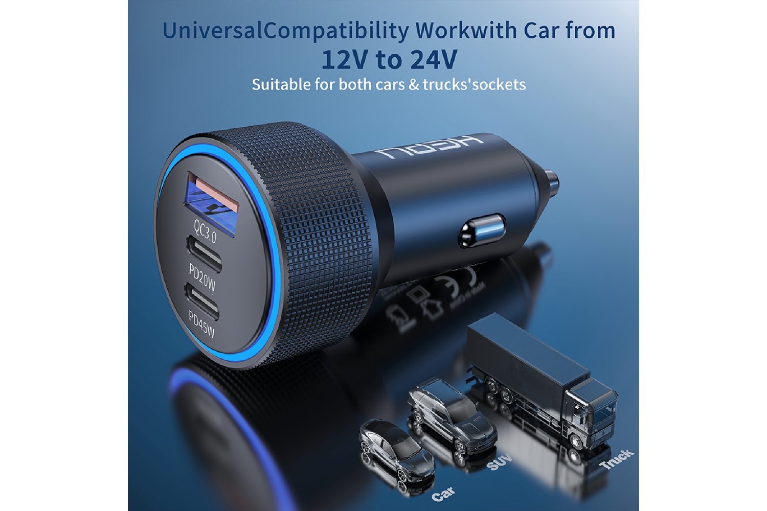 HEPU HP-780 105W Araç Şarj Cihazı – Süper Hızlı, 3 Çıkışlı Akıllı Dağıtım