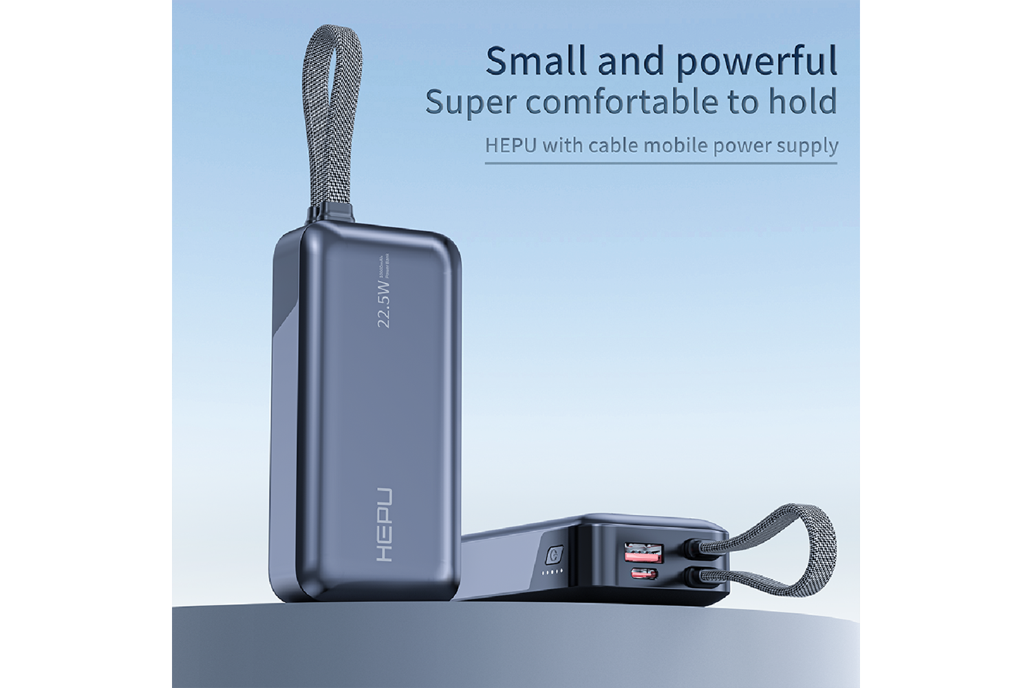 HEPU HP-A05 10.000 mAh 22.5W Hızlı Şarjlı Powerbank – Kendinden Type-C & iOS Kablolu + LED Göstergeli