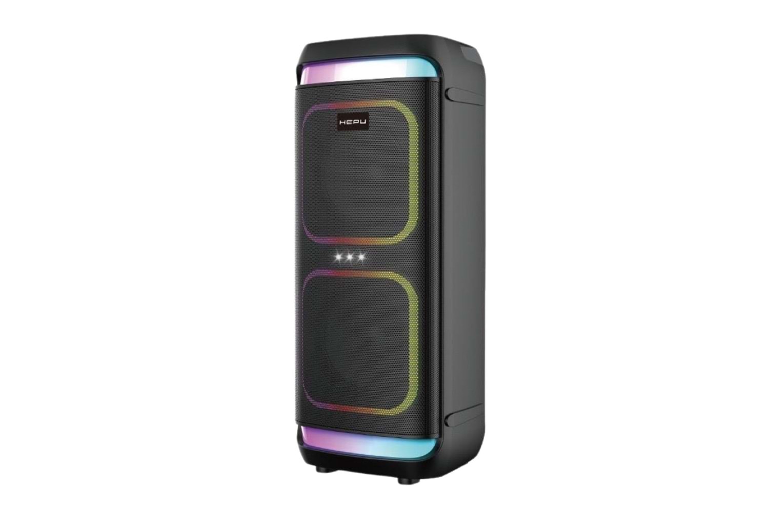 HEPU HP-986 Partybox Bluetooth Hoparlör – 2×8” Hoparlör, 24W Güç, RGB Işık, TWS Destekli