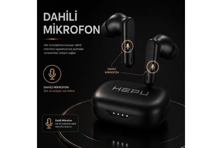 HEPU HP-AB02S Kablosuz Bluetooth Kulaklık – HD Ses, Smart Touch, Bluetooth 6.0