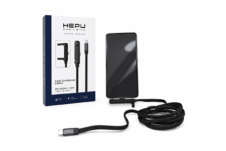 HEPU HP-ATC01 Armor Type-C to Type-C Hızlı Şarj Kablosu – 240W PD, Telefon Standlı Tasarım (1.5 Metre)