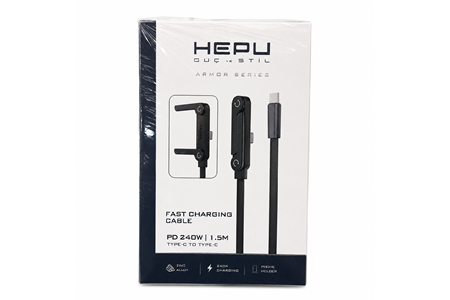 HEPU HP-ATC01 Armor Type-C to Type-C Hızlı Şarj Kablosu – 240W PD, Telefon Standlı Tasarım (1.5 Metre)