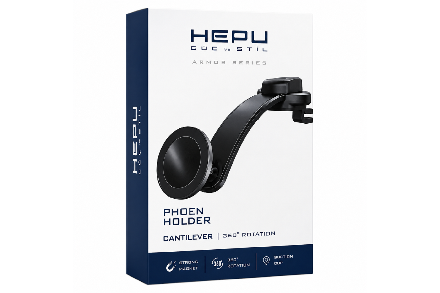 HEPU HP-AA06 Armor Manyetik Araç İçi Telefon Tutucu – Güçlü Vantuzlu, 360° Dönebilen Tasarım