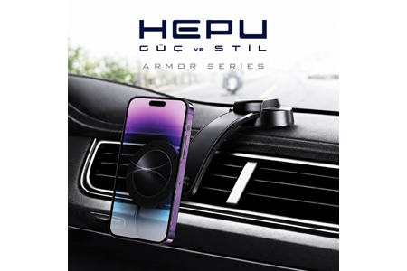 HEPU HP-AA06 Armor Manyetik Araç İçi Telefon Tutucu – Güçlü Vantuzlu, 360° Dönebilen Tasarım