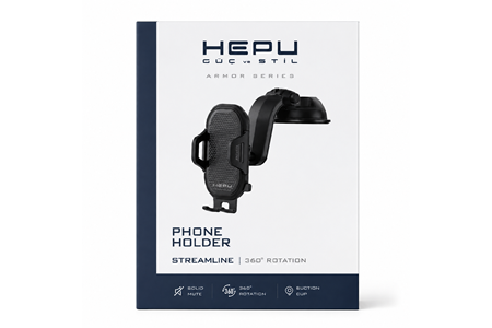 HEPU HP-AA03 Armor Araç İçi Telefon Tutucu – Güçlü Vantuzlu, 360° Dönebilen Tasarım