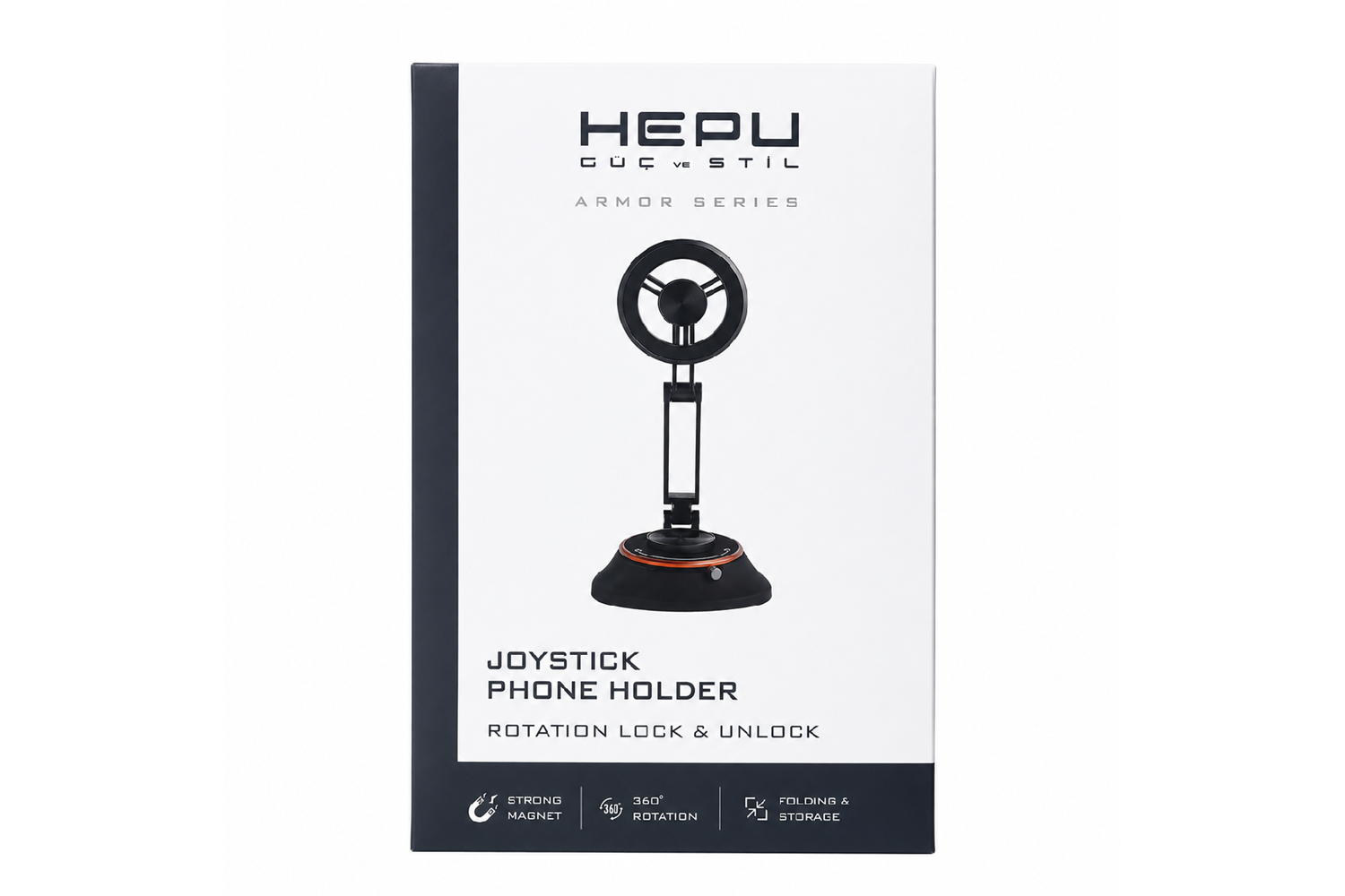 HEPU HP-AA01 Manyetik Araç İçi Telefon Tutucu – 360° Dönebilen, Katlanabilir Alüminyum Gövde