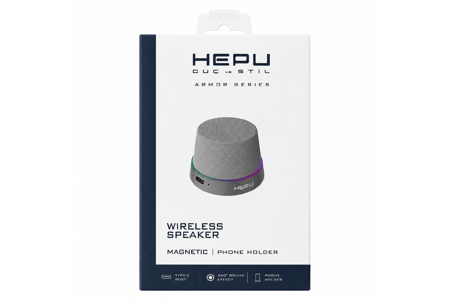 HEPU HP-MS01 Gri Armor Manyetik Bluetooth Hoparlör – 5W Ses Çıkışı, Bluetooth 5.3, TWS Destekli