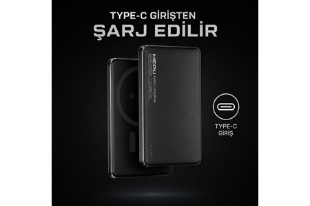 HEPU HP-AP06 Armor MagSafe Powerbank – 5.000 mAh, Kablosuz Hızlı Şarj, Siyah