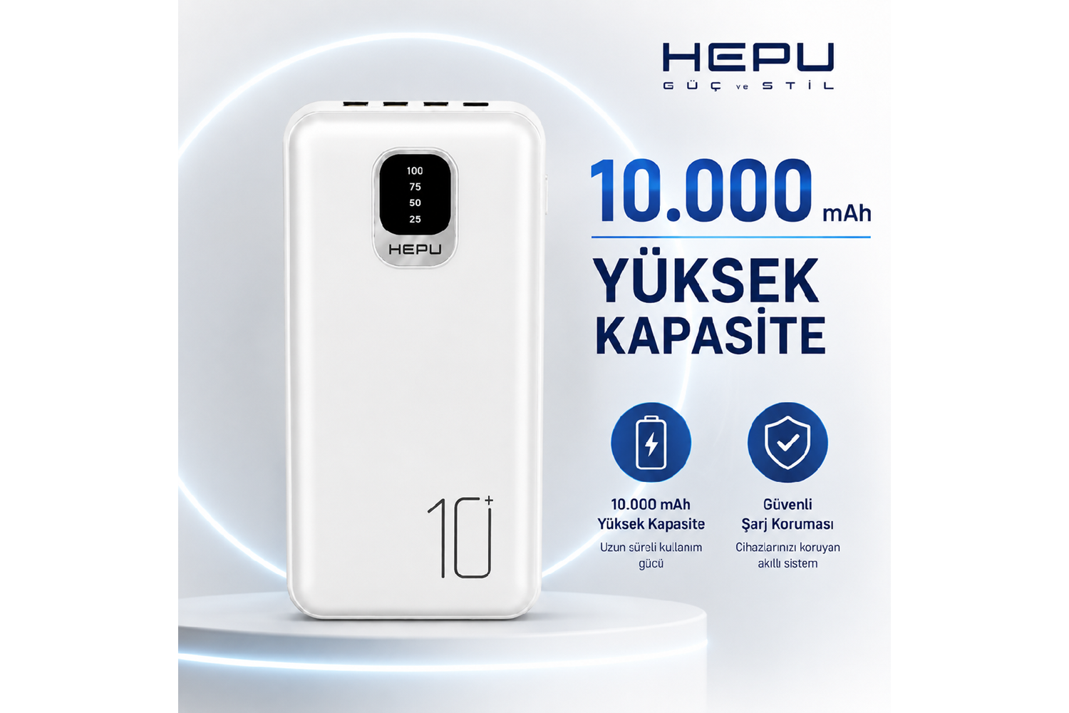 HEPU HP-TP01 Titan Series Powerbank – 10.000 mAh, Dahili Çoklu KablolU