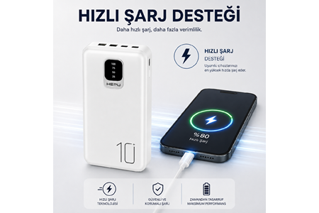 HEPU HP-TP01 Titan Series Powerbank – 10.000 mAh, Dahili Çoklu KablolU