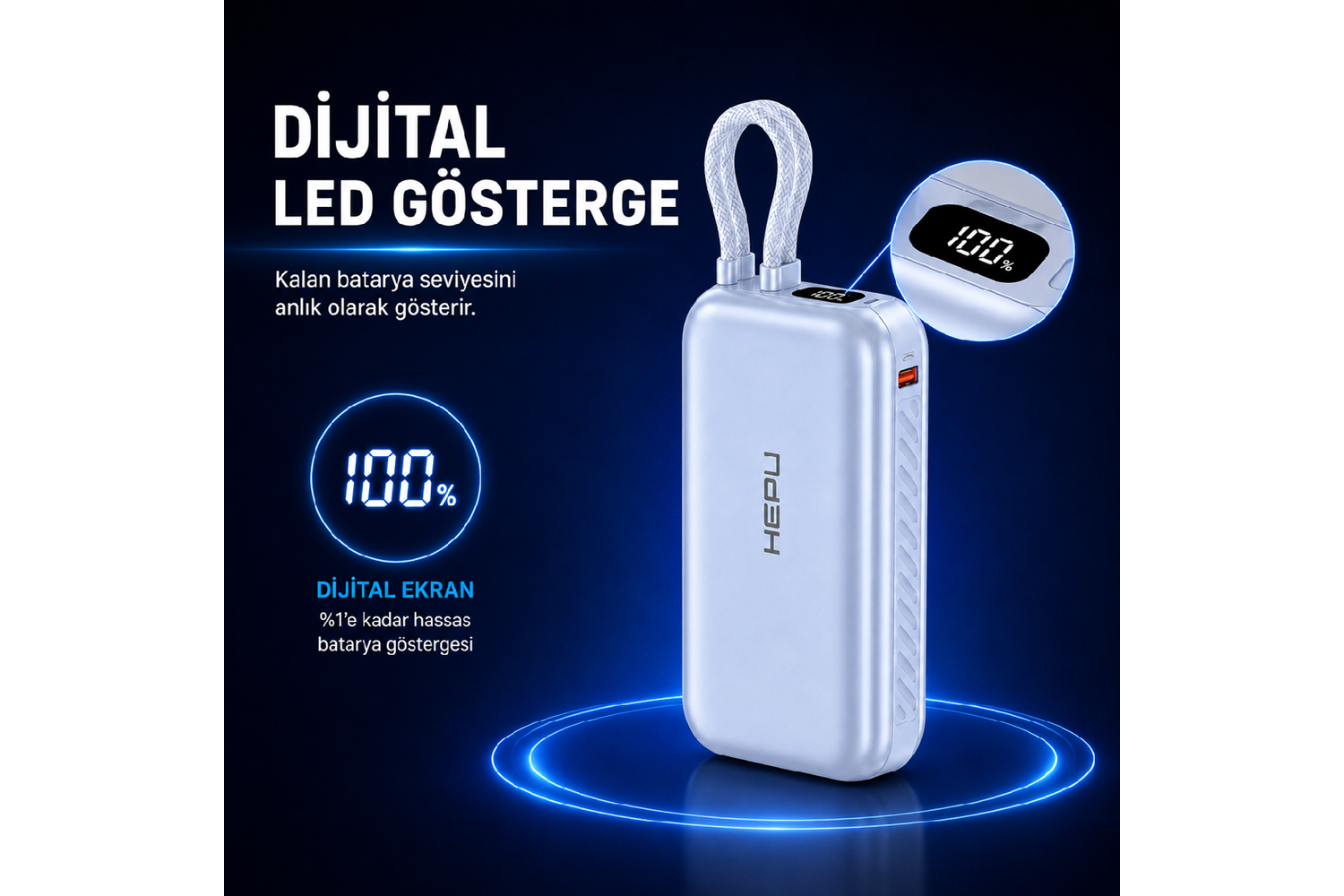 HEPU HP-AP02 Armor Powerbank – 20.000 mAh, Type-Cve USB-A Çıkışlı, Hızlı Şarj Destekli