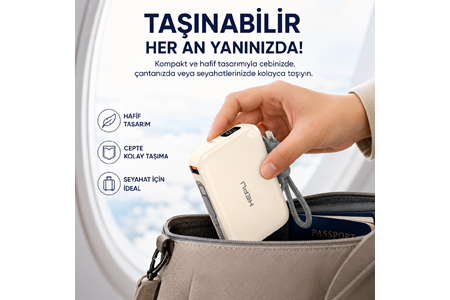 HEPU HP-AP03Y Armor Powerbank – 10.000 mAh, Type-C, Lightning ve USB-A Çıkışlı, Hızlı Şarj Destekli
