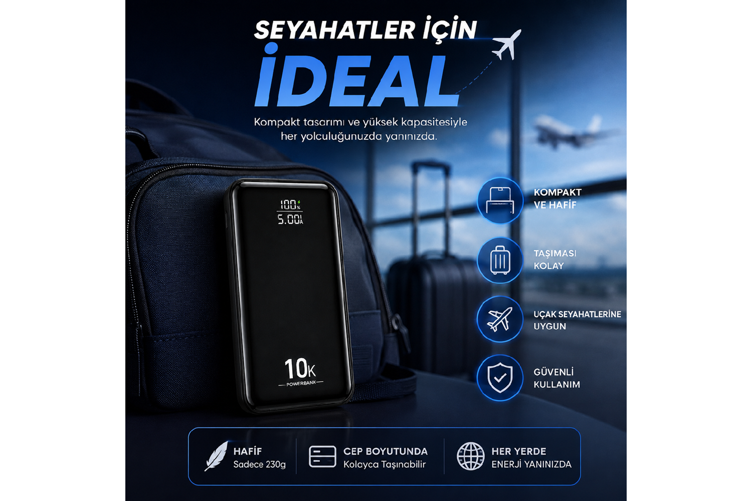 HEPU HP-AP08 Armor Powerbank – 10.000 mAh, Entegre Çoklu Kablolu, Dijital Göstergeli, Hızlı Şarj Destekli