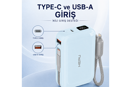 HEPU HP-AP04B Armor Powerbank – 20.000 mAh, Type-C, Lightning ve USB-A Çıkışlı, Hızlı Şarj Destekli