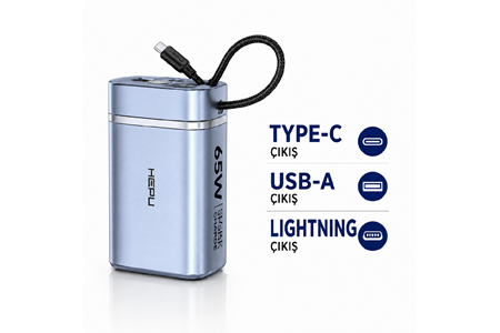 HEPU HP-AP05 Armor Powerbank – 30.000 mAh, 65W Hızlı Şarj, Type-C, Lightning ve USB-A Çıkışlı