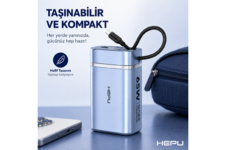 HEPU HP-AP05 Armor Powerbank – 30.000 mAh, 65W Hızlı Şarj, Type-C, Lightning ve USB-A Çıkışlı