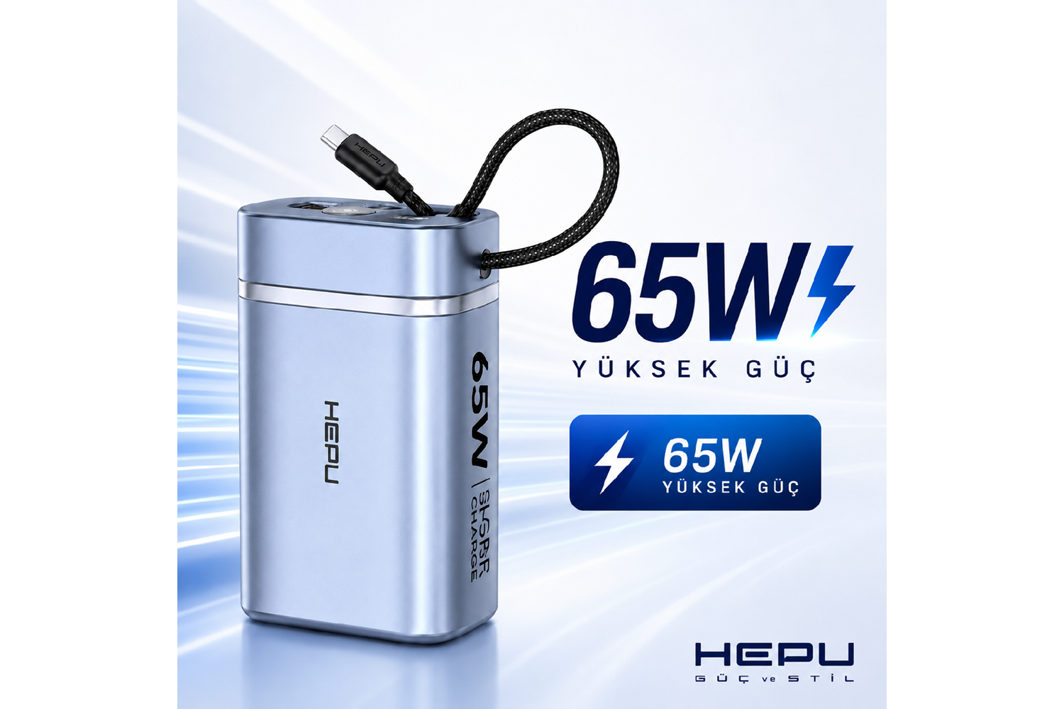 HEPU HP-AP05 Armor Powerbank – 30.000 mAh, 65W Hızlı Şarj, Type-C, Lightning ve USB-A Çıkışlı