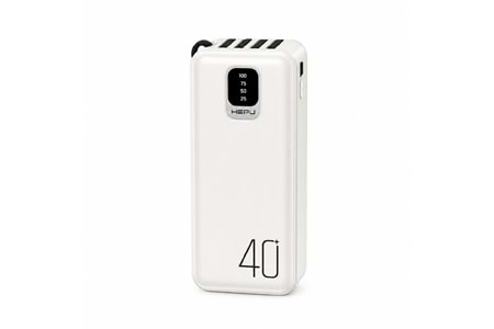 HEPU HP-TP08 Titan Series Powerbank – 40.000 mAh, 4 Entegre Kablolu, Dijital Göstergeli, Hızlı Şarj Destekli