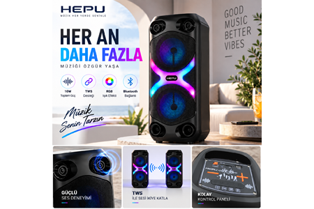HEPU HP-MS06 10W Kablosuz Partybox Hoparlör – TWS, RGB Işıklı