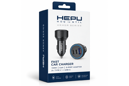 HEPU HP-AD05 105W Araç Şarj Cihazı – 3 Port, Hızlı Şarj